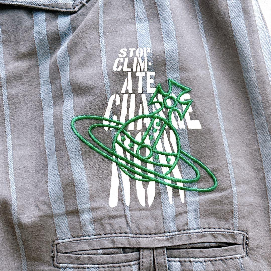 ヴィヴィアンウエストウッドレッドレーベル オーブ刺繍 ストライプ サルエルパンツ