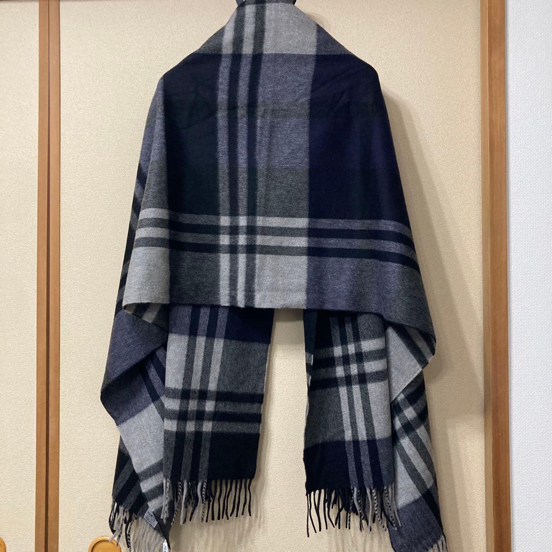 ジョシュアエリス　カシミヤ　大判ストール　新品未使用　ブラック×ネイビー×グレー
