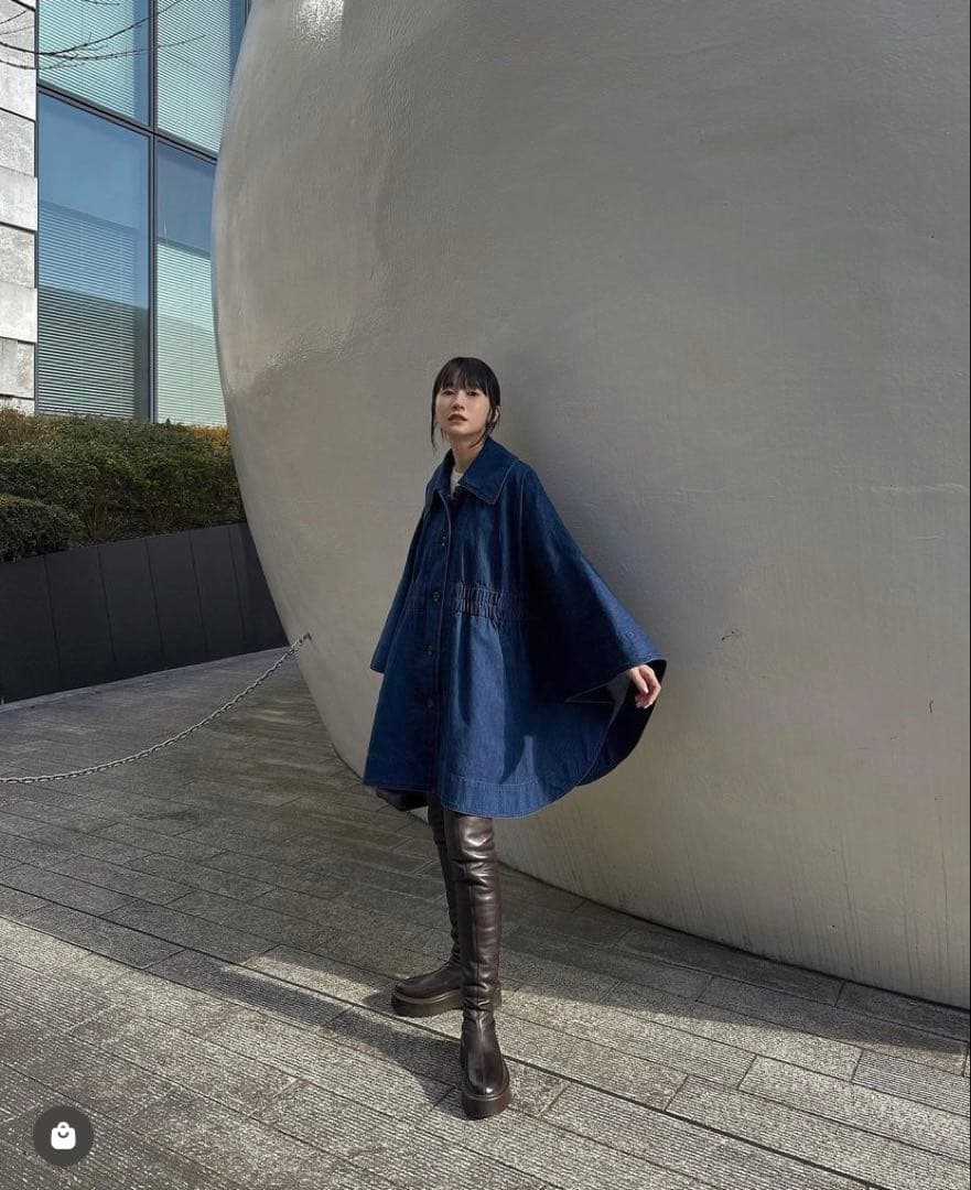 新品未使用タグ付き クラネ CLANE DENIM CAPE COAT ブラック