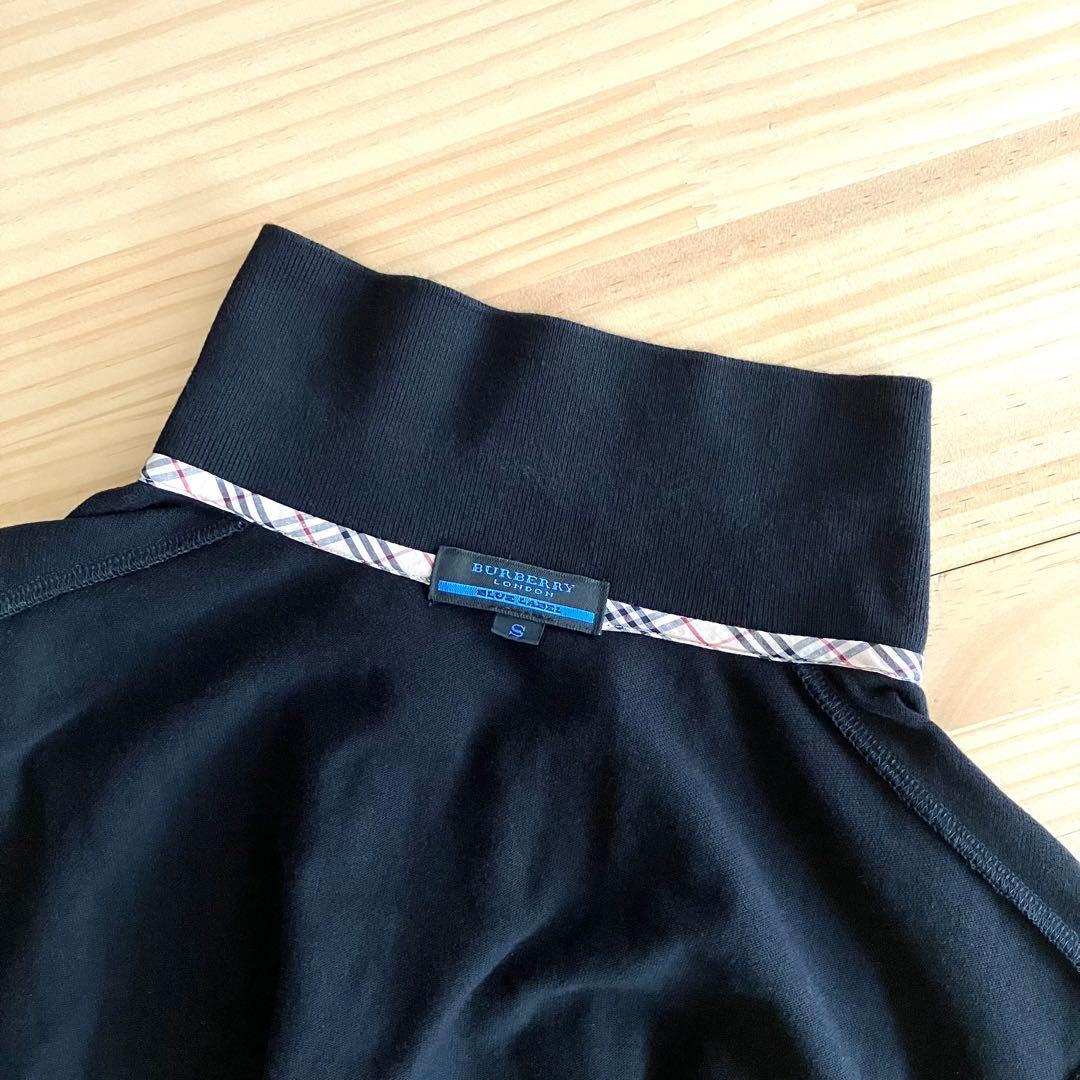 美品 バーバリー ポロシャツ S チェック 黒 無地 三陽商会 日本製