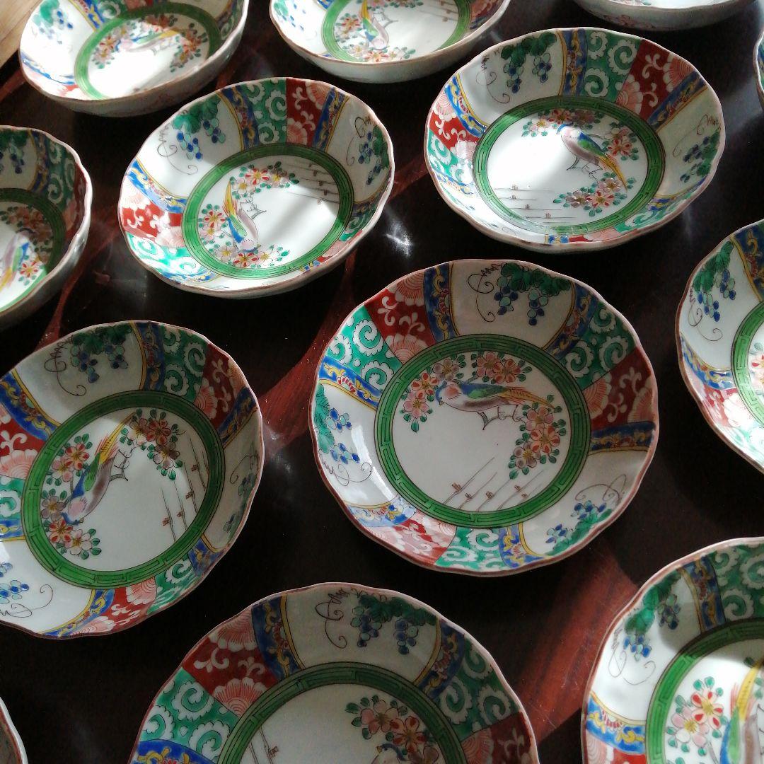 伊万里　色絵膾皿　15枚　14.5cm　明治期