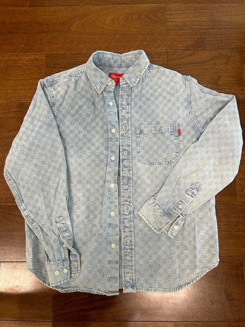 Supreme デニムシャツ 長袖 チェック柄 Sサイズ