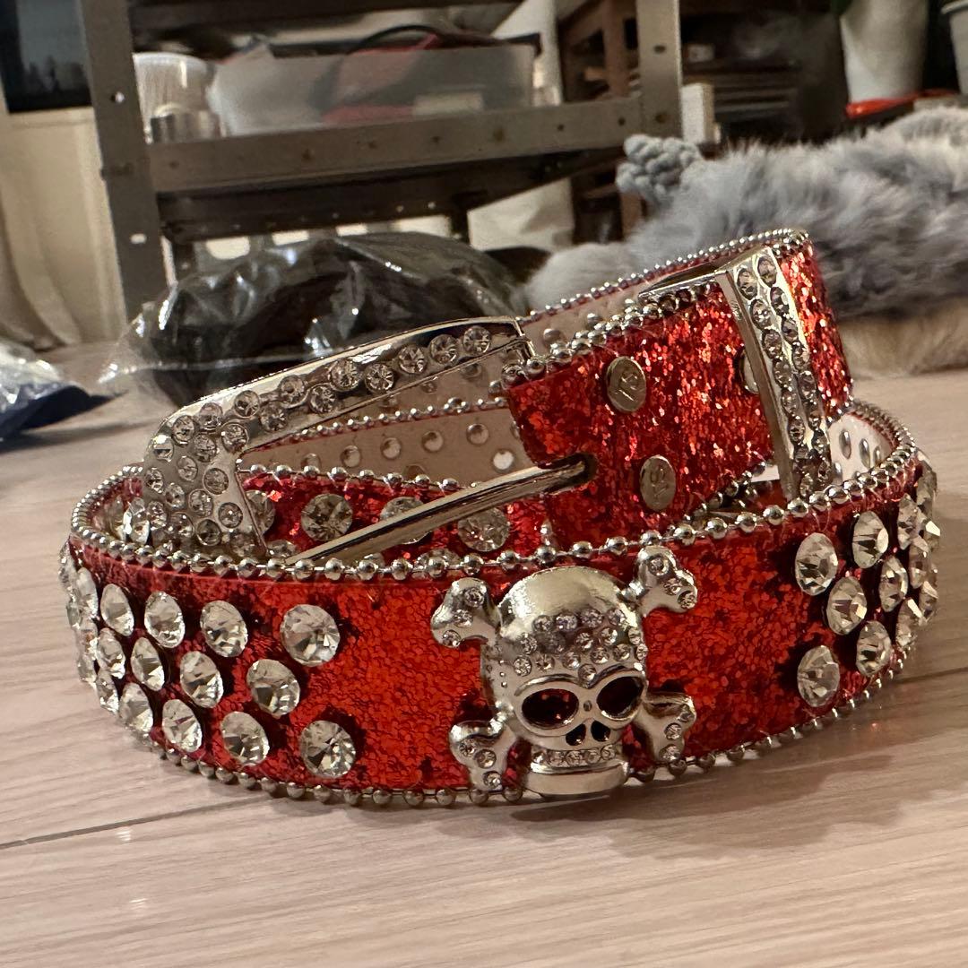 d.i.a系 y2k ベルト ギャル スカル 平成ギャル 赤 姫系 - メルカリ