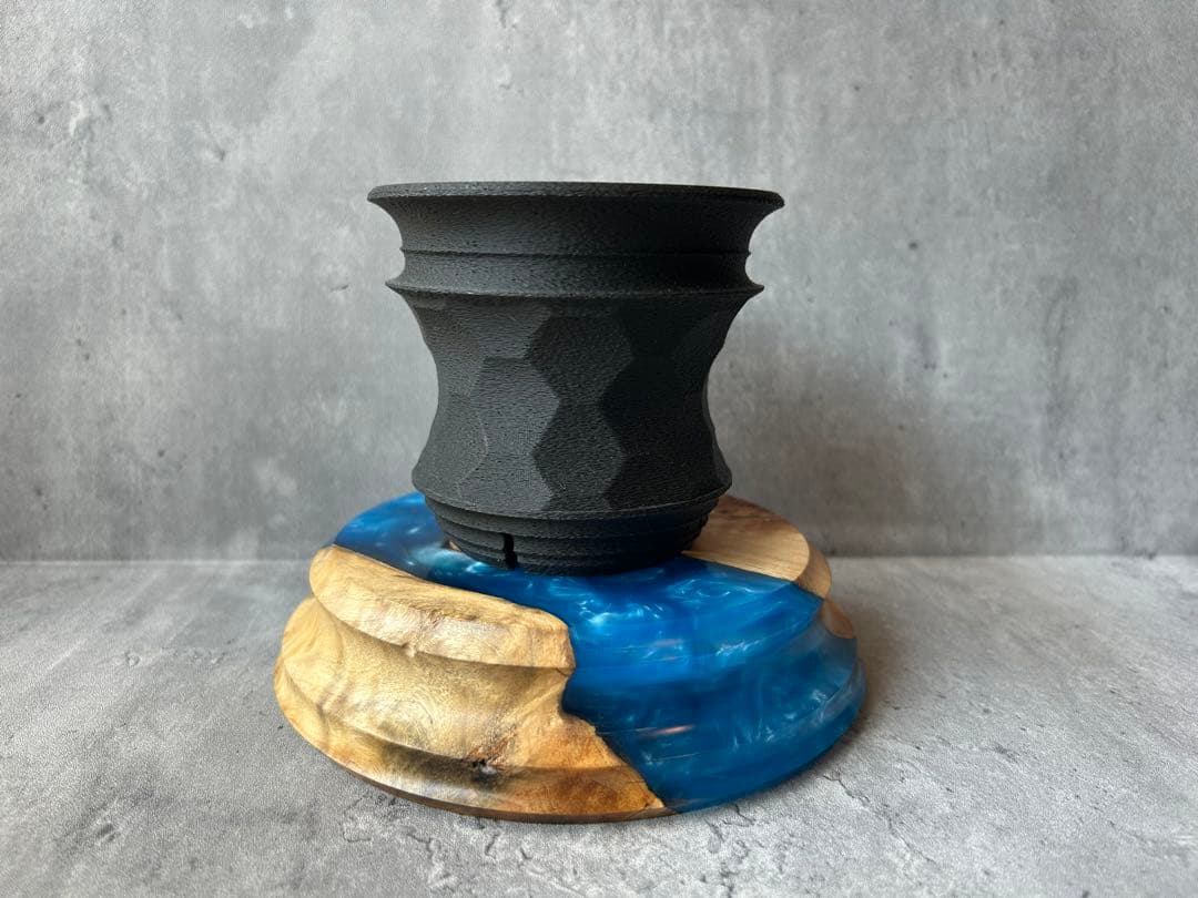 BASE WOOD DESIGN OD缶 ランタン 台座 花台 ポプラ×レジン⑥の通販