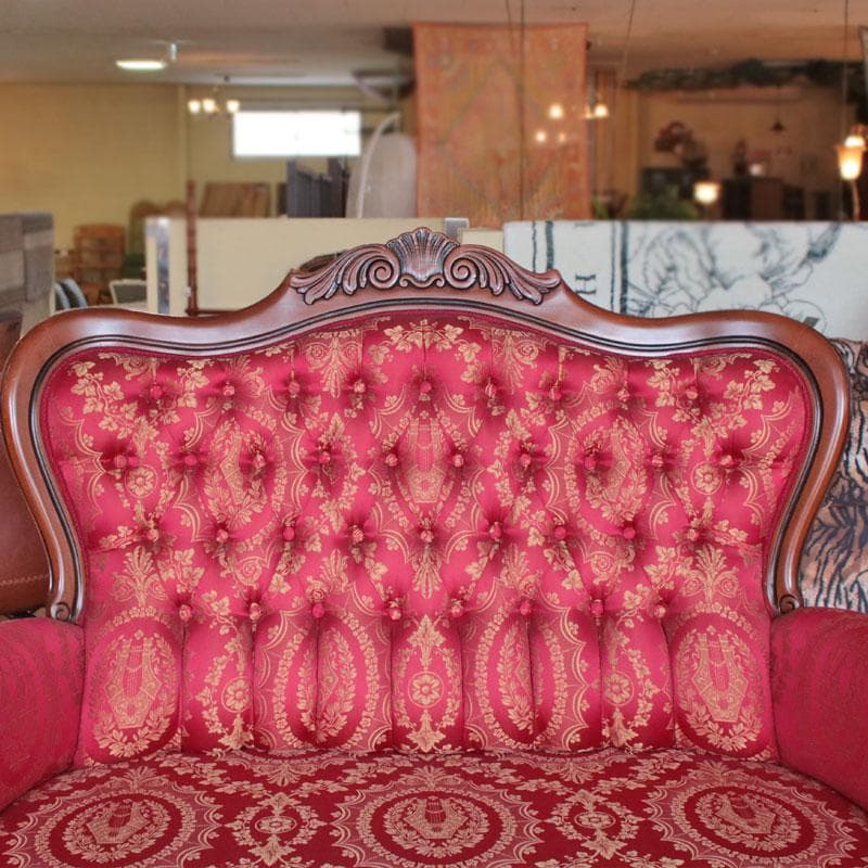 クラシックソファ 幅130cm ファブリック ベンチ 猫足 222-1333