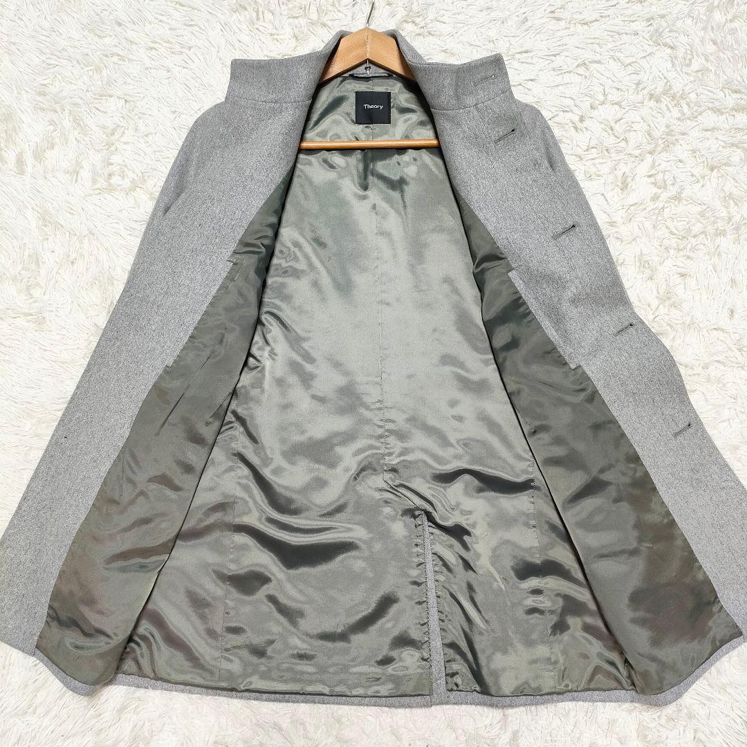 【カシミヤ】Theory　セオリー　コート　スタンドカラー　ライトグレー　メンズ