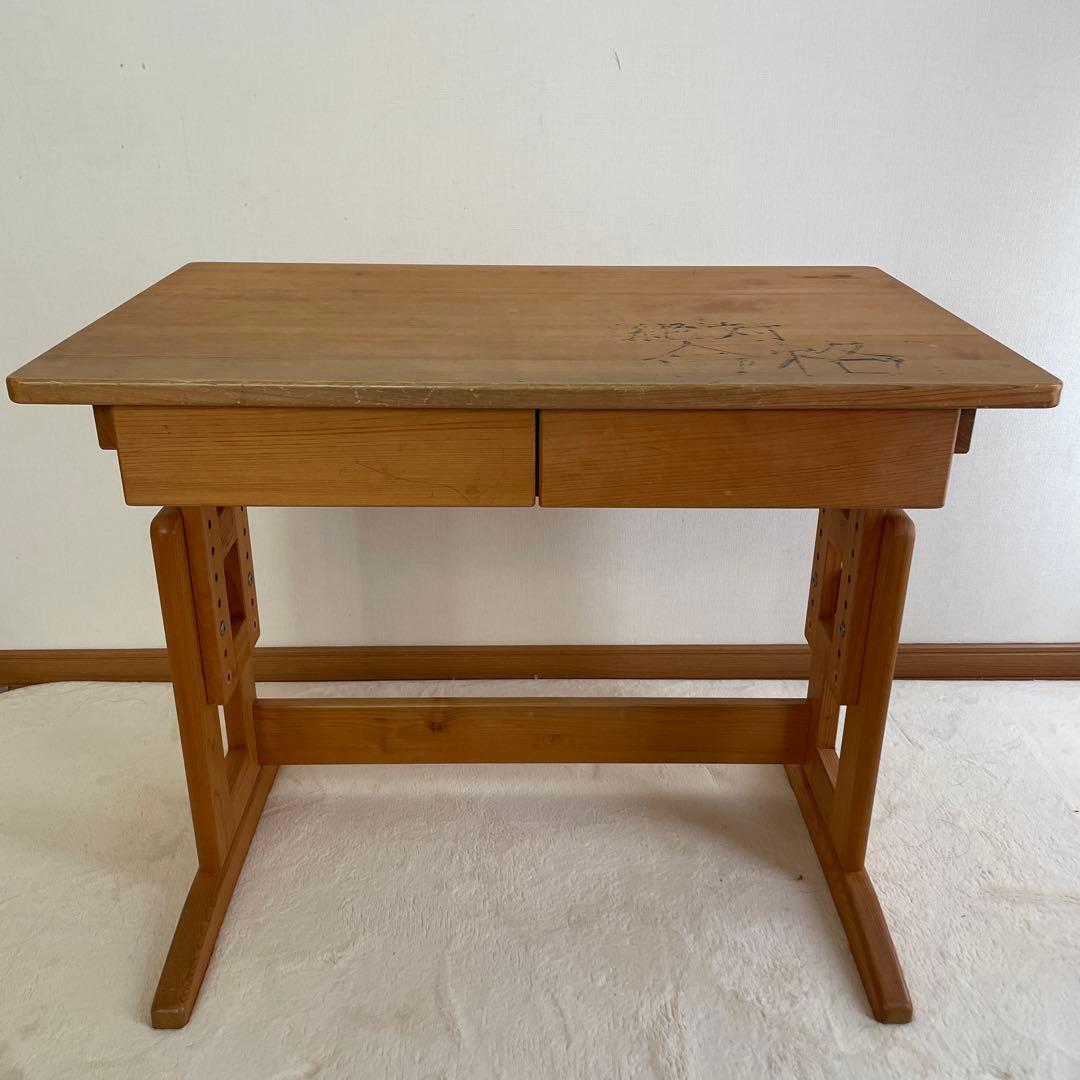 総檜 ヒノキ シンプルデスク 学習机 縁起物 引き出し
