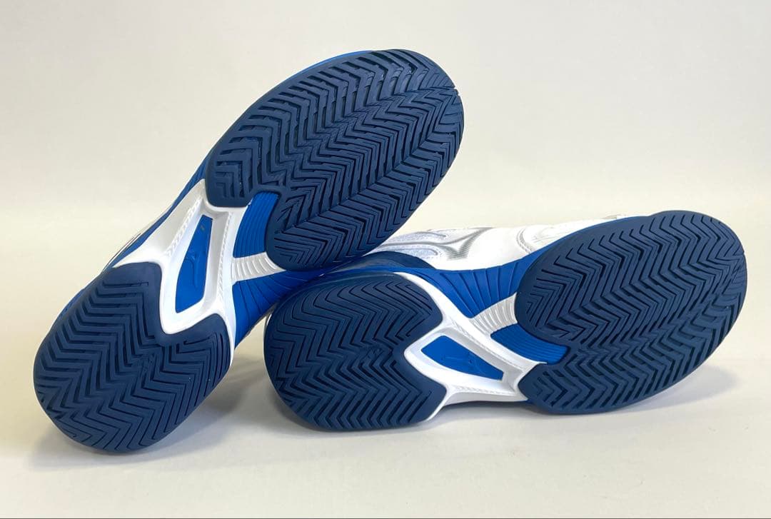 ミズノ【24.5cm】61GA231529 テニスシューズ ワイドモデル 白×青