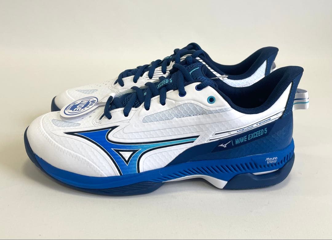 ミズノ【24.5cm】61GA231529 テニスシューズ ワイドモデル 白×青