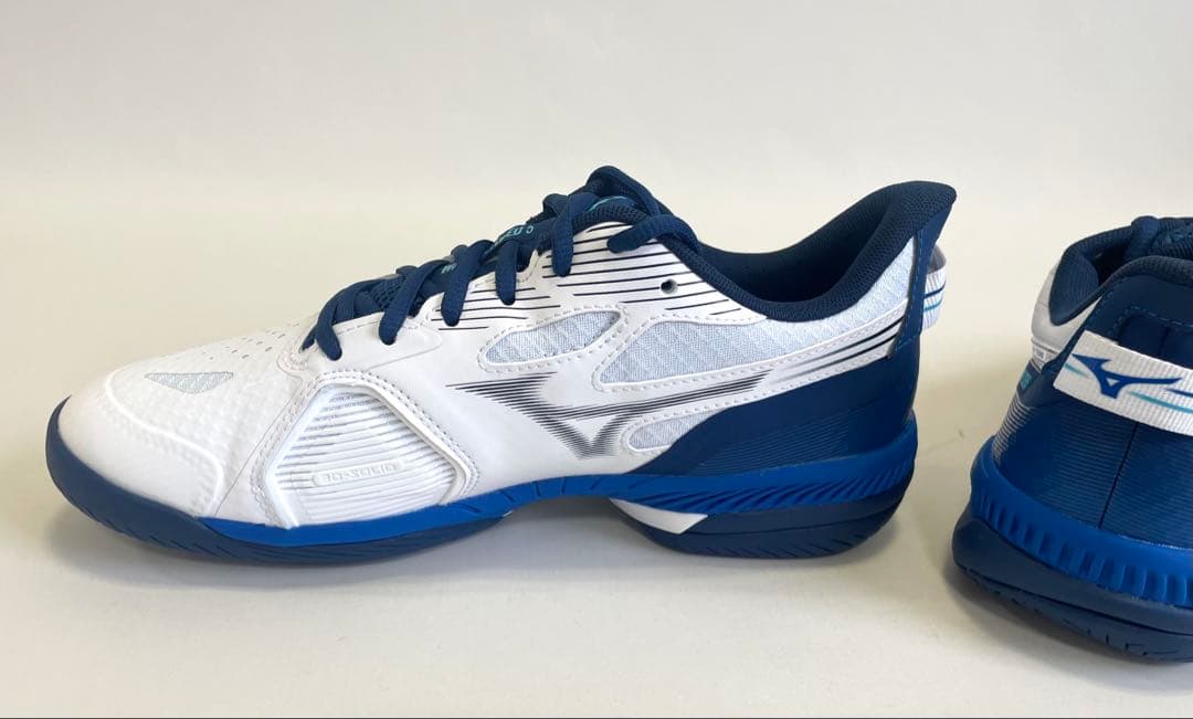 ミズノ【24.5cm】61GA231529 テニスシューズ ワイドモデル 白×青