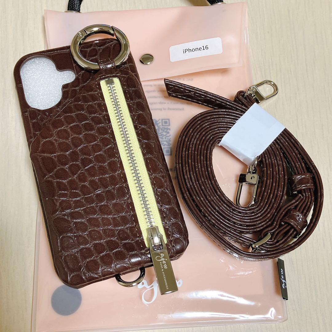 ajew エジュー iPhone16 クロコ ひも付き エスプレッソ 完売品