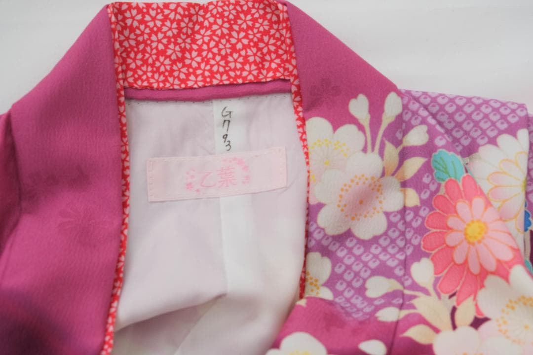 7歳女の子　七五三　紫色花柄着物