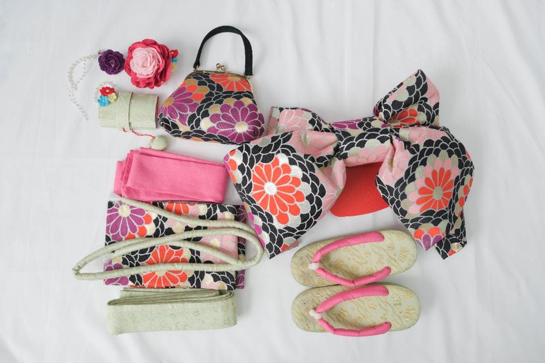 7歳女の子　七五三　紫色花柄着物