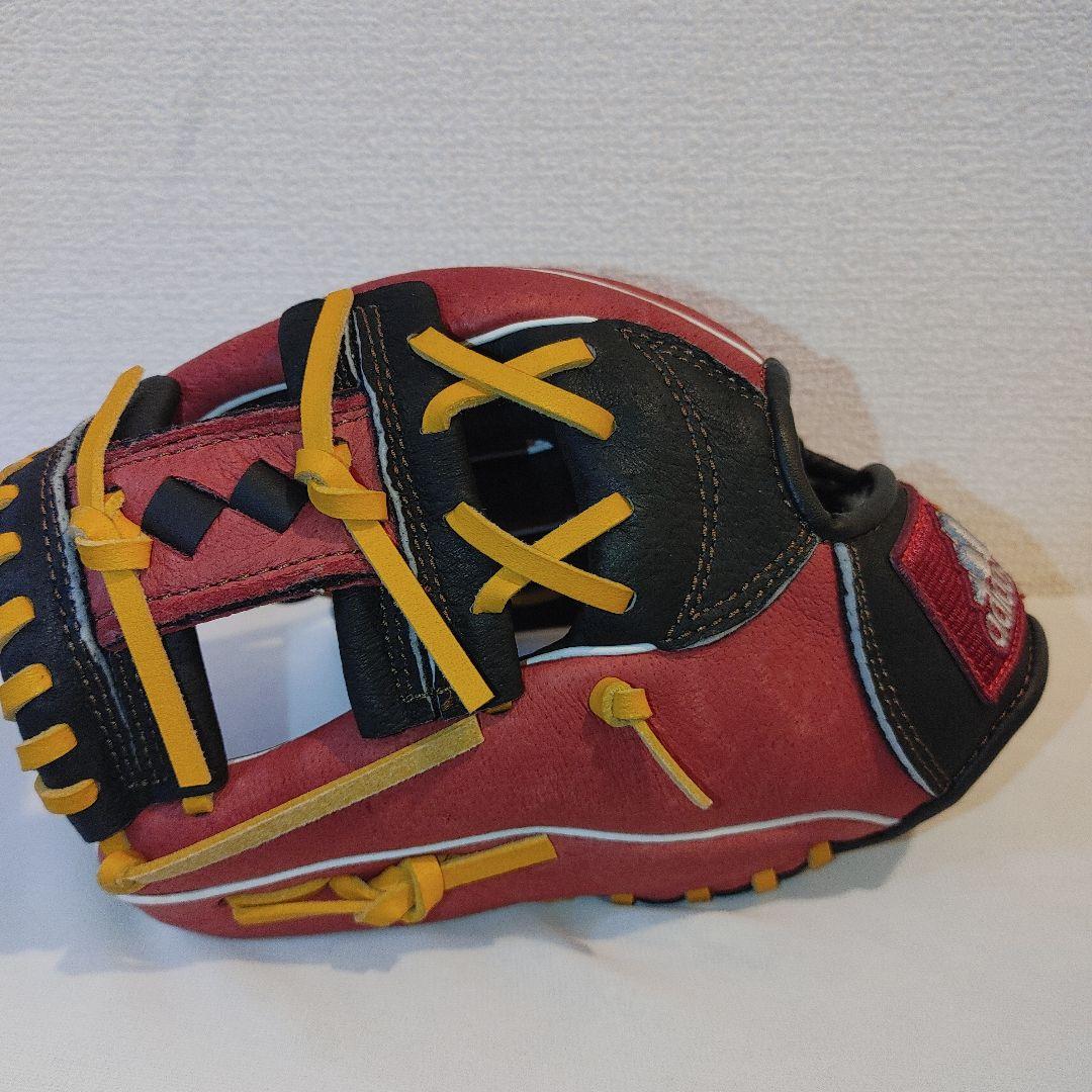 adidas　希少　少年野球　左投げ　グローブ ブラック×レッド