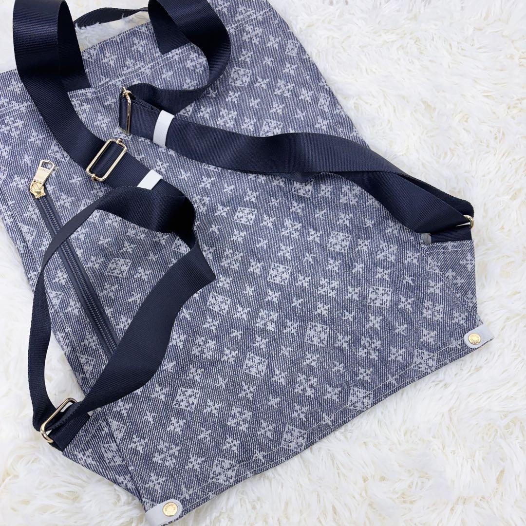 新品タグ有 極美品◆russet 折りたためるデニムプリント リュック