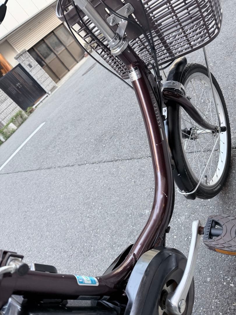 大阪府 ヤマハ 電動アシスト自転車 ブラウン 前カゴ付き