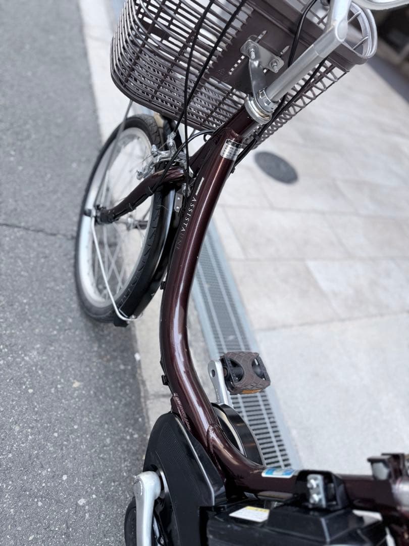 大阪府 ヤマハ 電動アシスト自転車 ブラウン 前カゴ付き