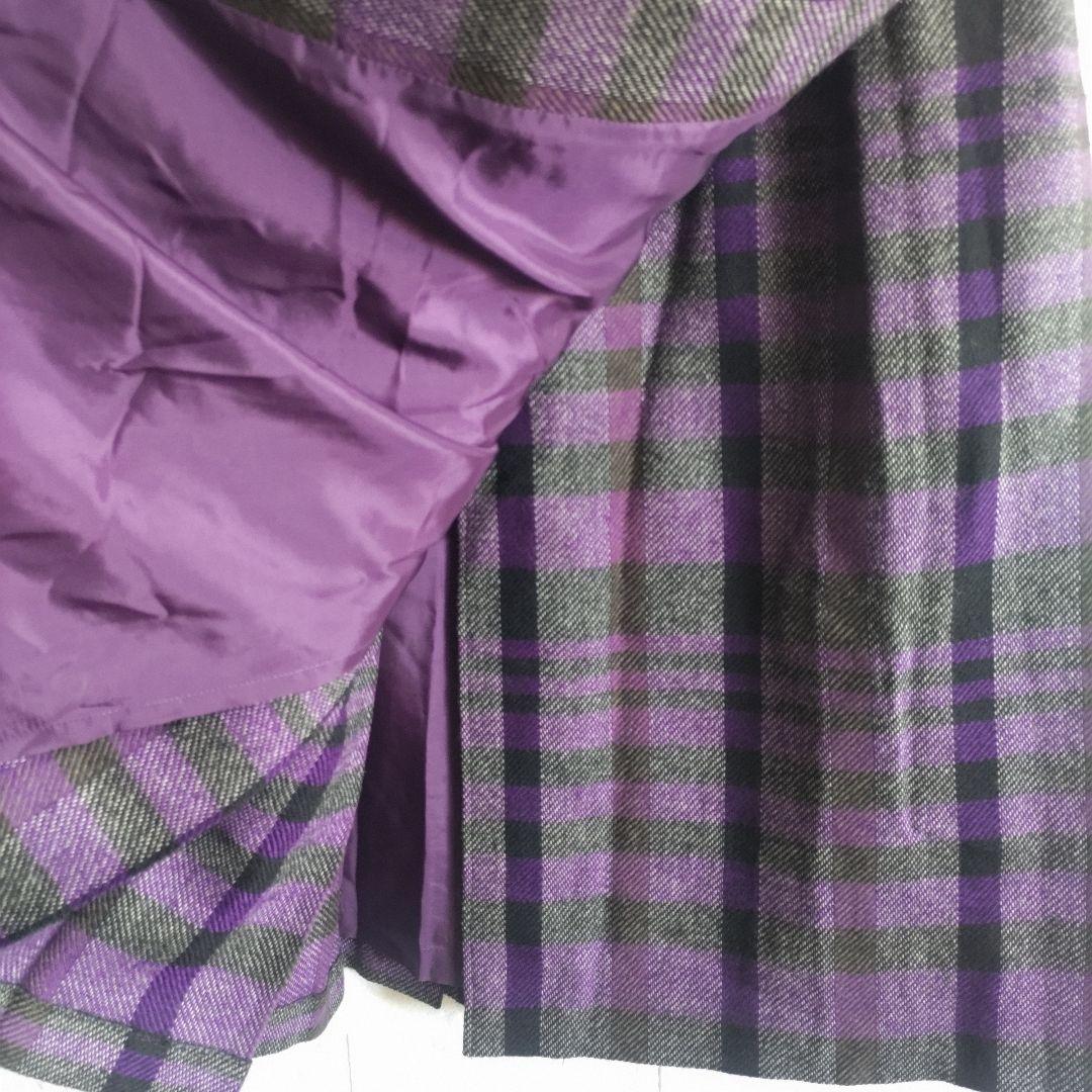 Christian Dior　ウール　ラップスカート　チェック　プリーツ