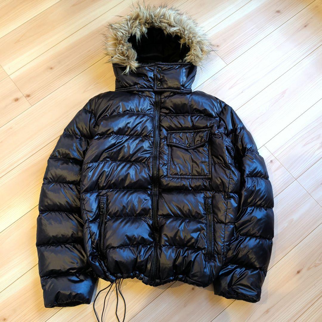 archive uniqlo fur down jacket y2k 黒 光沢 - メルカリ