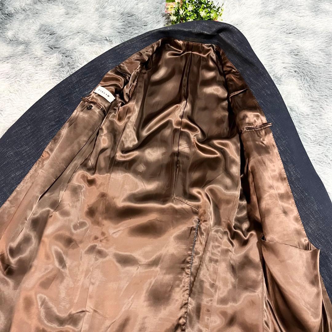 Caruso カルーゾ　ラップコート ガウンコート　インディゴ　ベルト　ロング丈