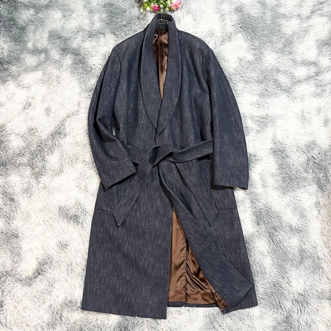 Caruso カルーゾ　ラップコート ガウンコート　インディゴ　ベルト　ロング丈