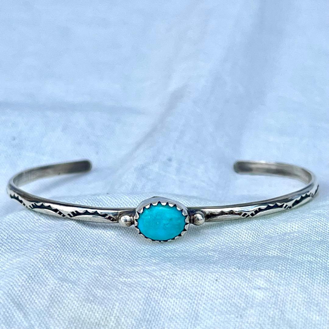 ヴィンテージ ナバホ　ターコイズバングル　スターリング　シルバー ハンドメイド