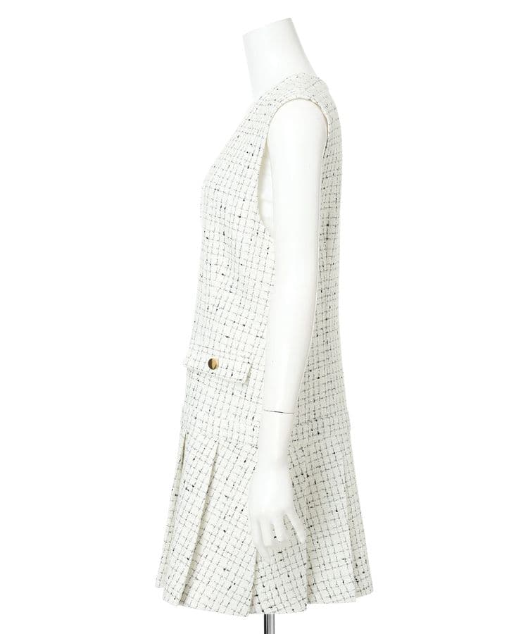 Apuweiser-riche2025冬最新ツイードプリーツジャンスカワンピーM