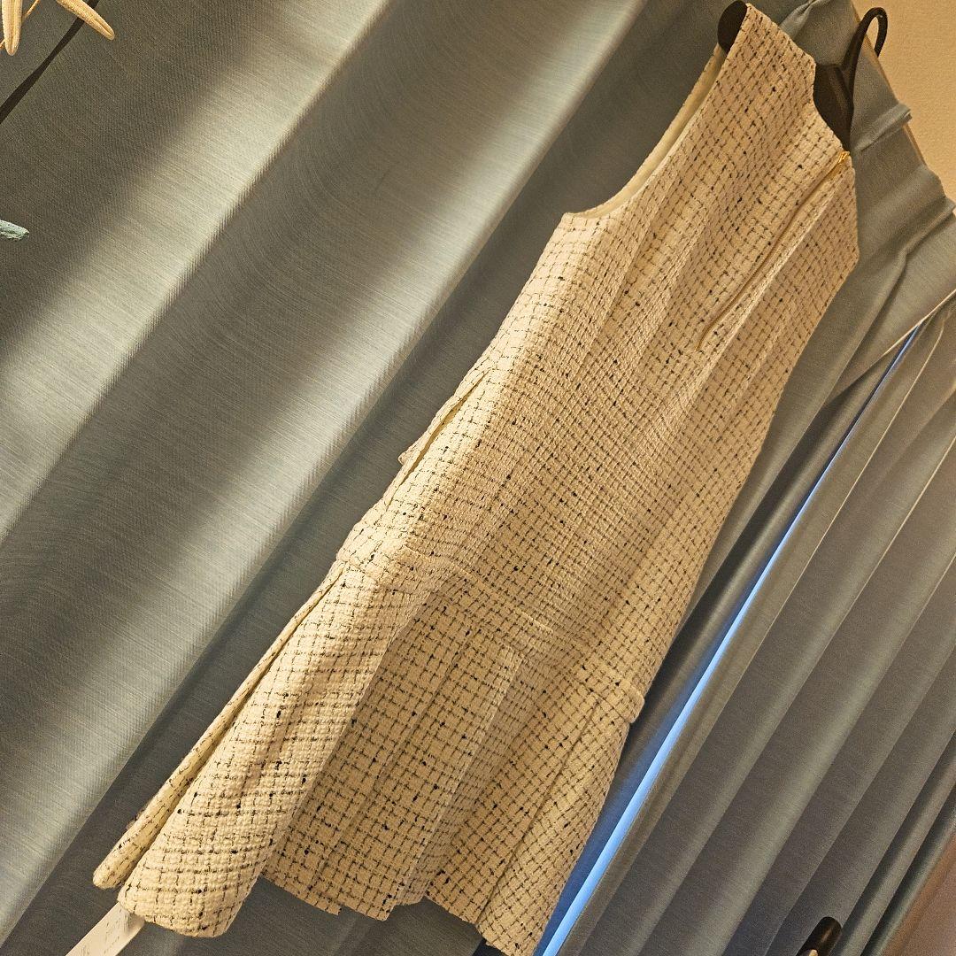 Apuweiser-riche2025冬最新ツイードプリーツジャンスカワンピーM