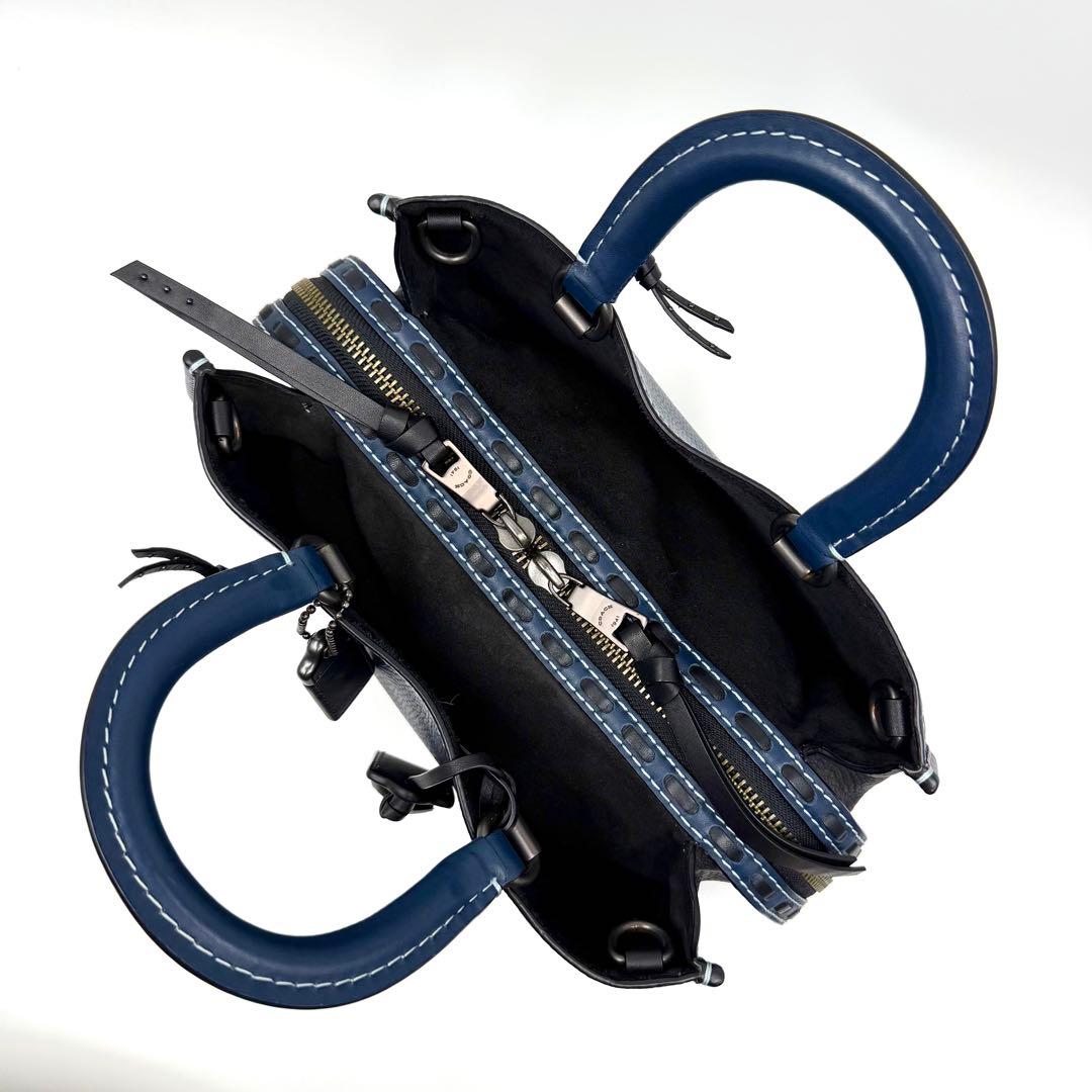 極美品 希少 コーチ ローグ 30 3way レザー ショルダーバッグ ネイビー