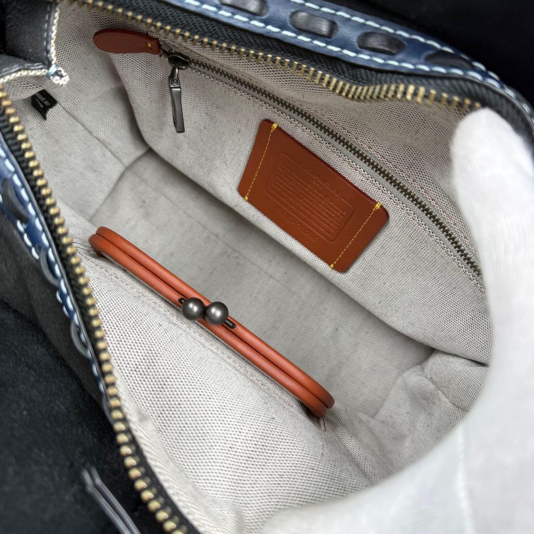 極美品 希少 コーチ ローグ 30 3way レザー ショルダーバッグ ネイビー