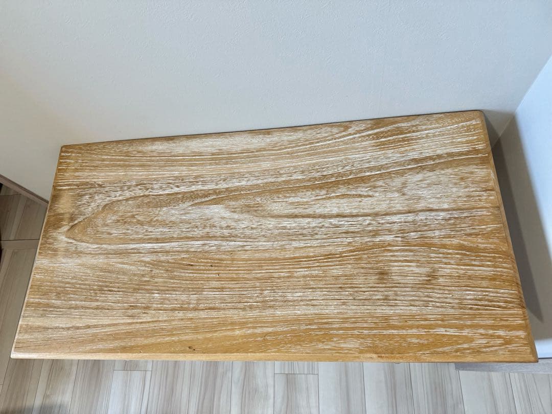 B-COMPANY アイボリー 木製テーブル 3引き出し