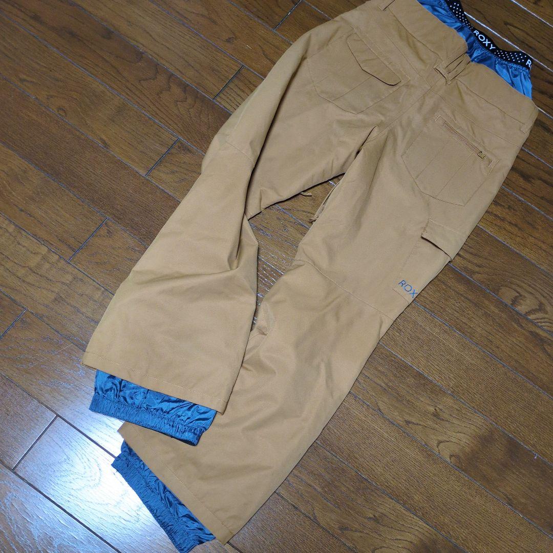 【美品】ROXY　スノボウェア　上下セット　Ｓ　カーキ　キャメルブラウン　総柄
