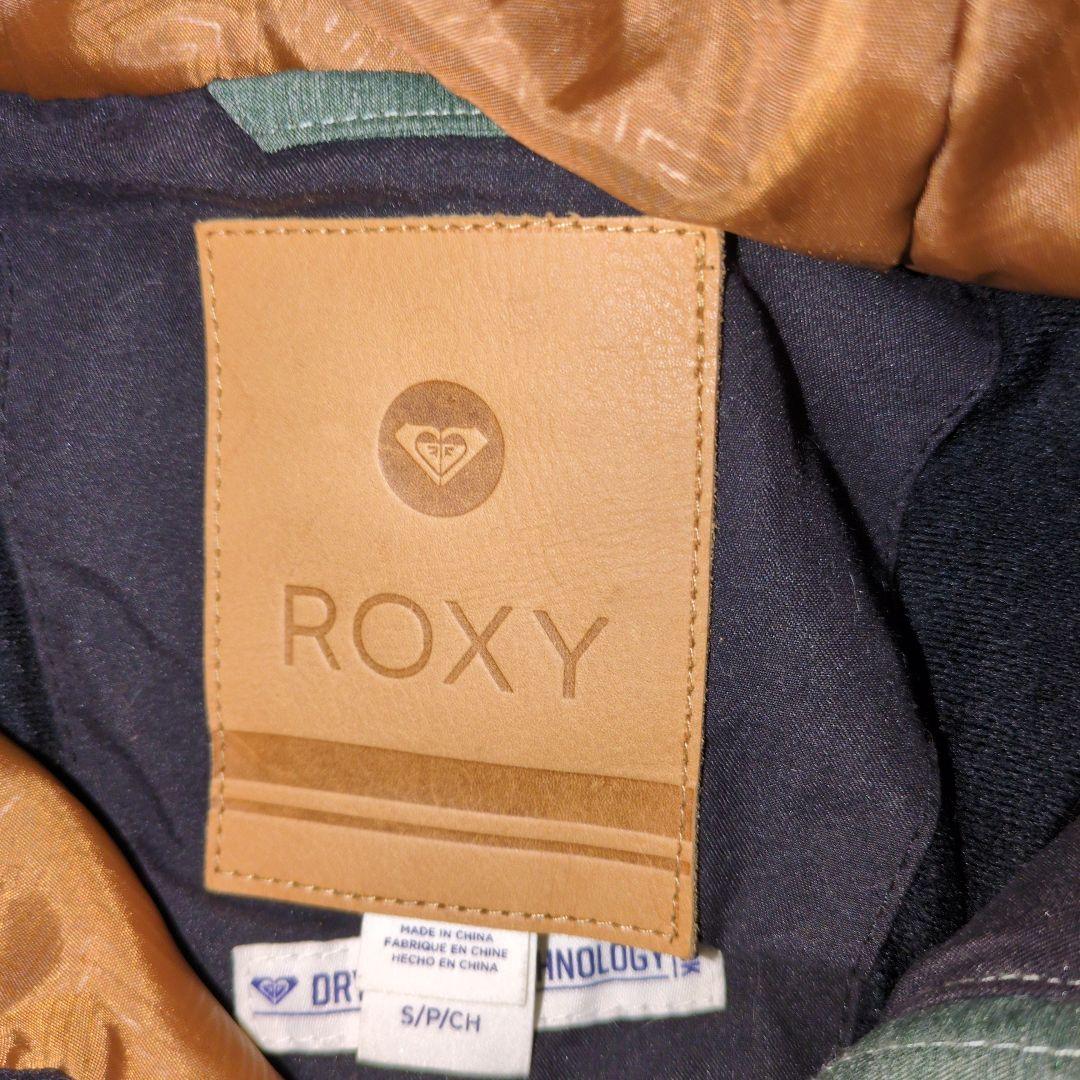 【美品】ROXY　スノボウェア　上下セット　Ｓ　カーキ　キャメルブラウン　総柄