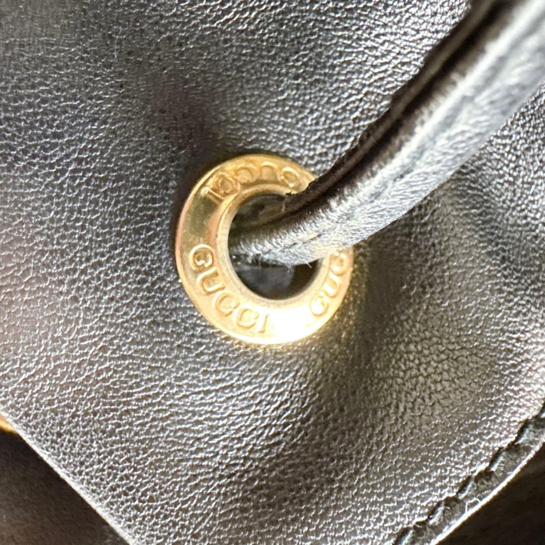 GUCCI バンブー　バックパック　レザー　ゴールド金具　ネイビー