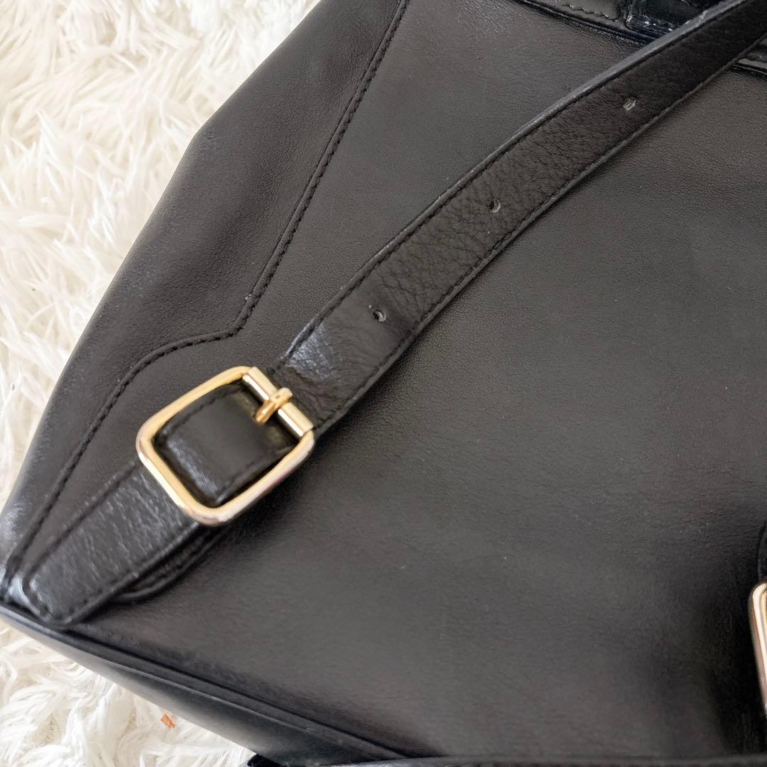 GUCCI バンブー　バックパック　レザー　ゴールド金具　ネイビー