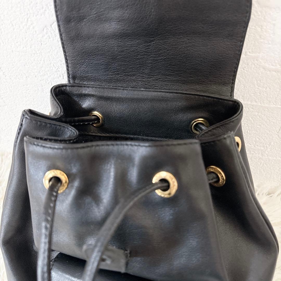 GUCCI バンブー　バックパック　レザー　ゴールド金具　ネイビー