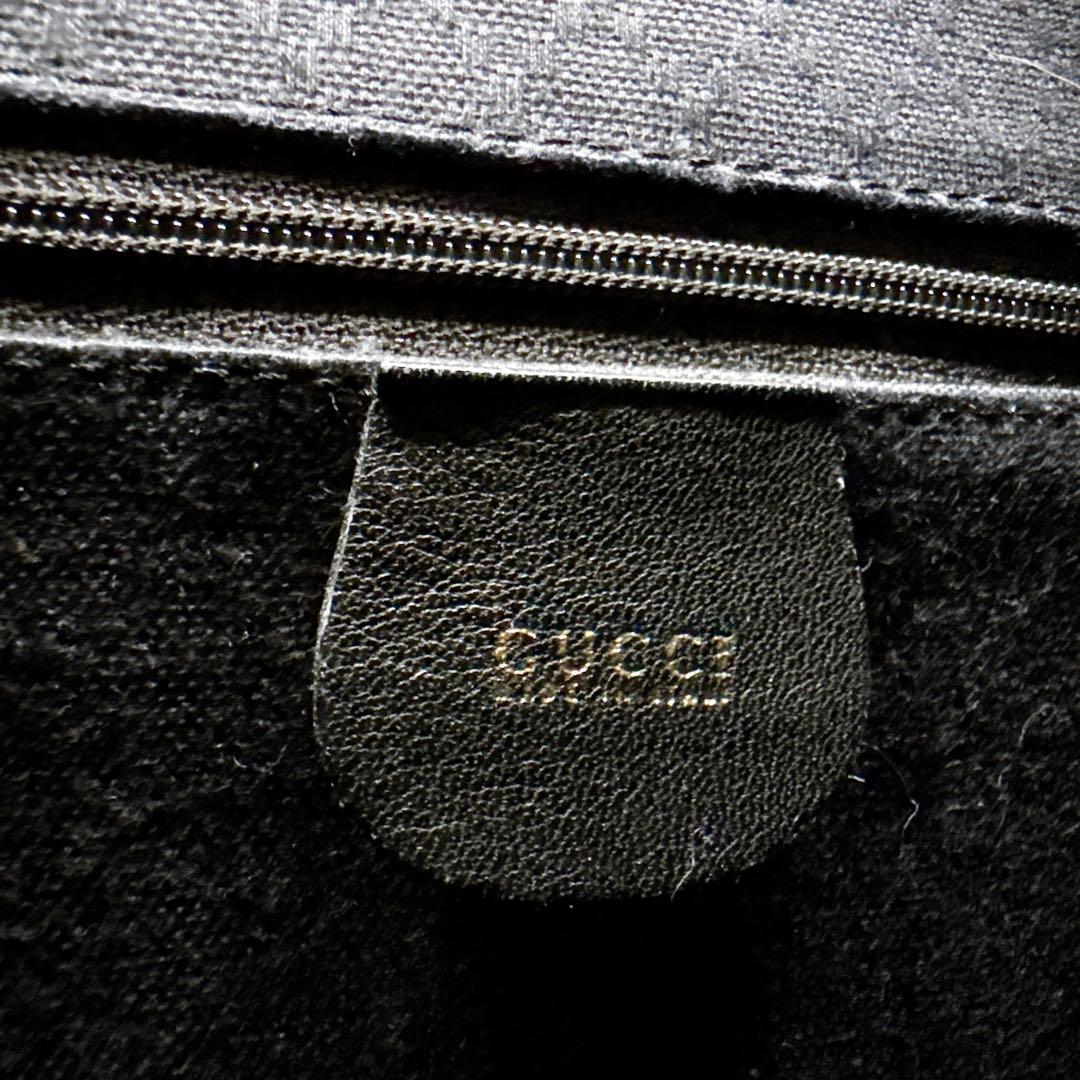 GUCCI バンブー　バックパック　レザー　ゴールド金具　ネイビー