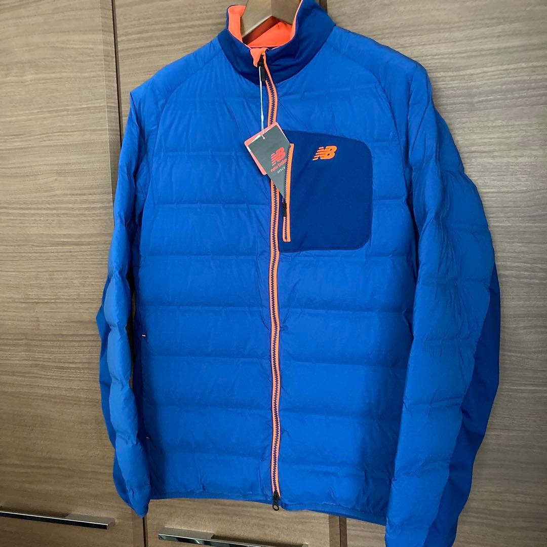 新品New Balance メンズゴルフライトダウン L(5)サイズ ブルー防寒