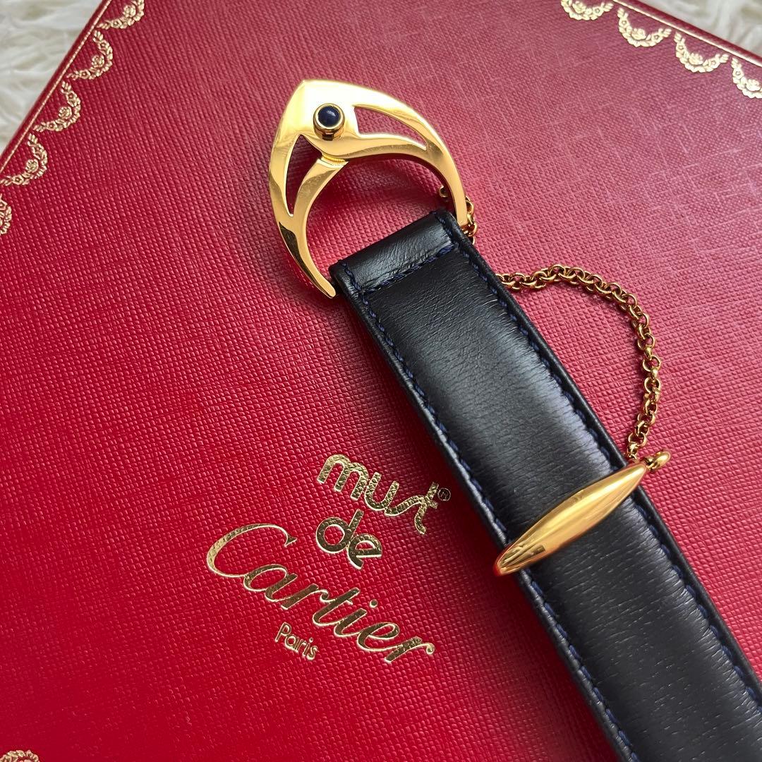 カルティエ　サファイアライン　ゴールドチェーン金具　箱付き　黒金　レディース