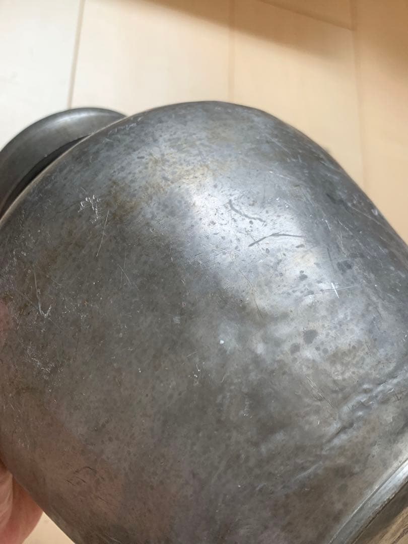 古錫製 錫斑茶壷 煎茶道具 高さ21cm