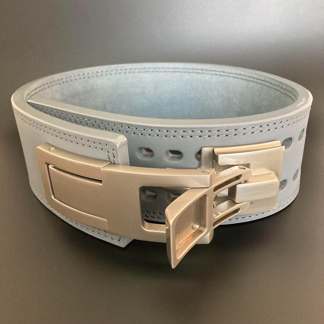 訳あり】パワーベルト レバーアクション 本革 2024 グレー×マット銀