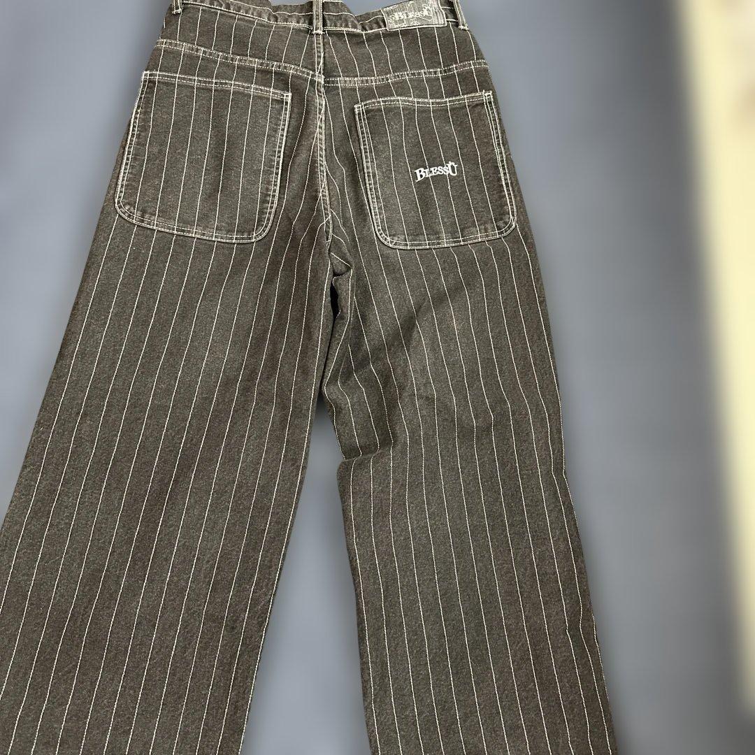 BLESSÜ ストライプデニムパンツ ワイドシルエット ユニセックス