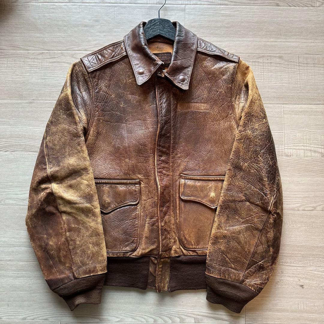 40's 米軍実物 USAAF A-2 レザー フライトジャケット ヴィンテージ