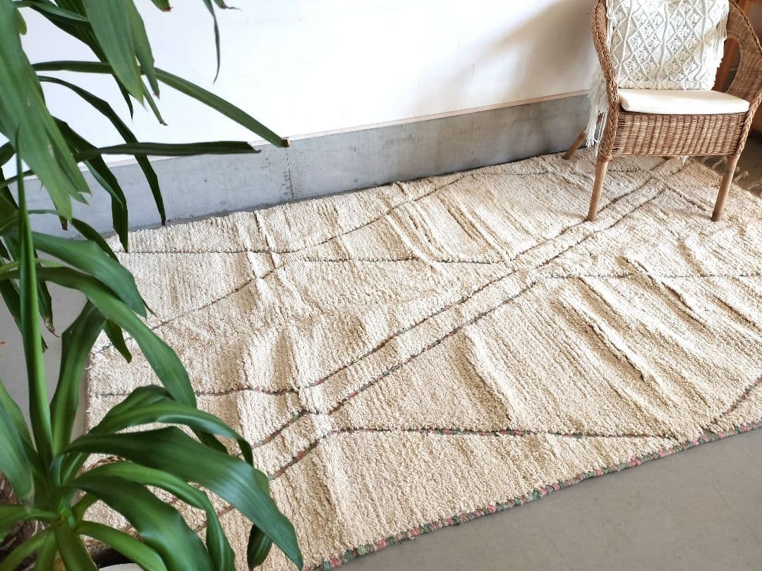 大判/新品/モダンな不規則ラインのベニワレン モロッコ No.747