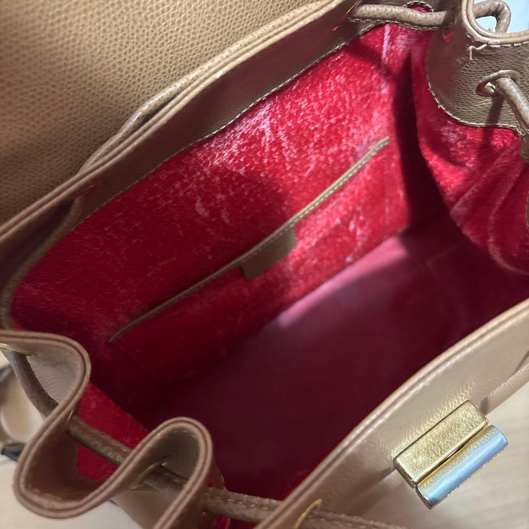 CELINE セリーヌ ヴィンテージ レザー リュック ベージュ ターンロック