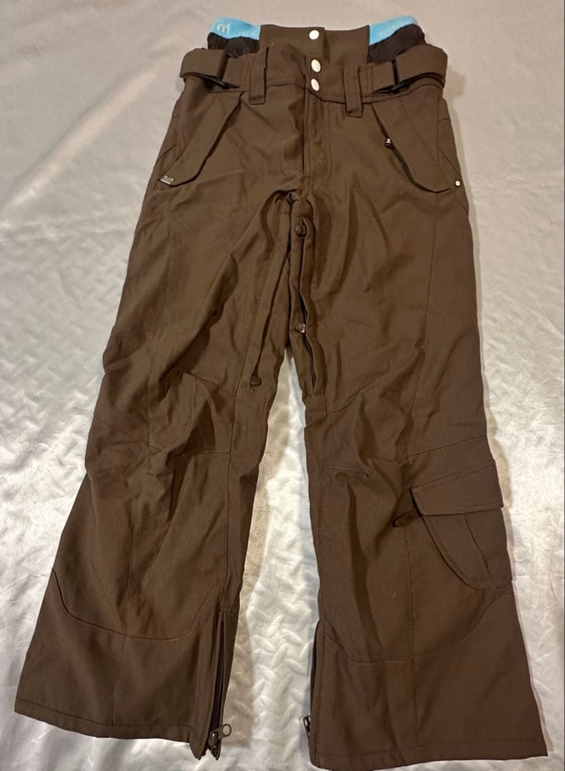 美品　mistral スノボウェア　レディースM 上下セット　茶系　天然ボア付