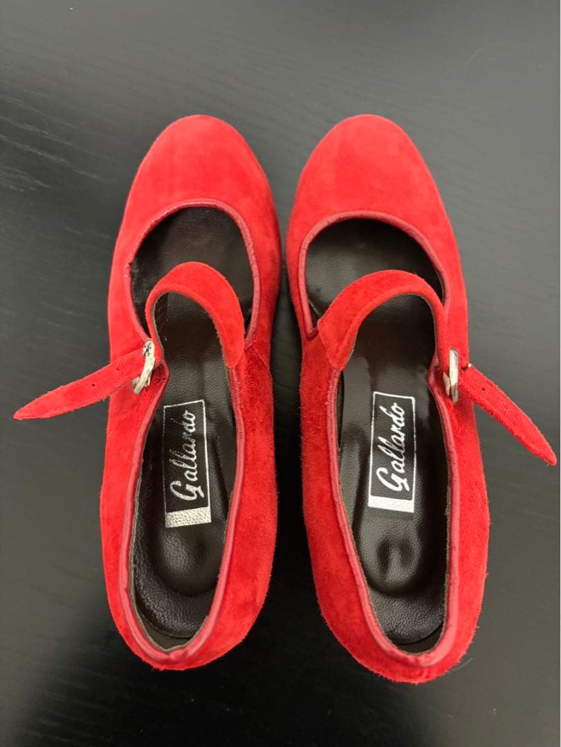 ガジャルドgallardo 赤スウェードフラメンコシューズサイズ5 1/2
