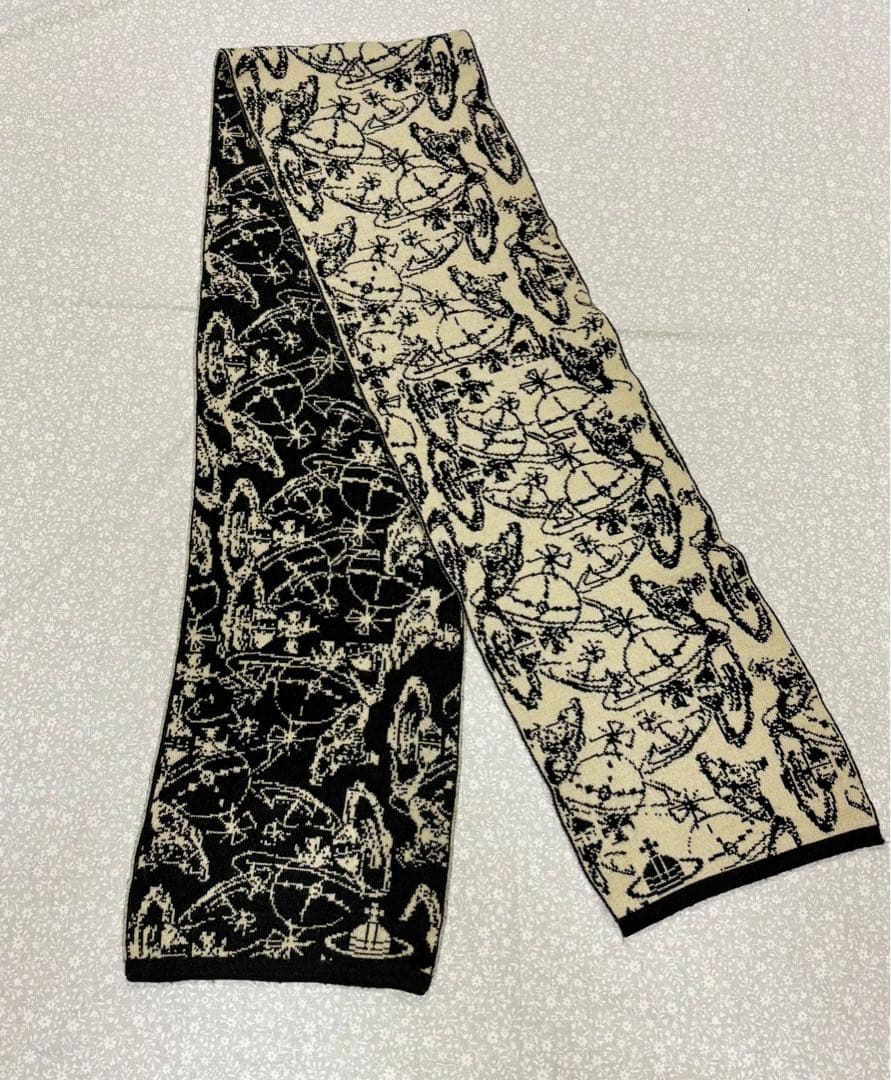 Vivienne Westwood オーブ柄 リバーシブル ニットマフラー