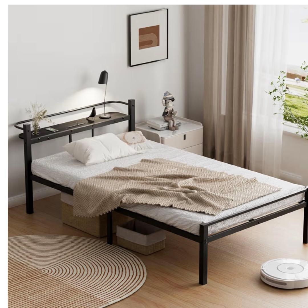 SuperKois] ベッドフレーム シングル ベッド 宮棚 2口コンセント