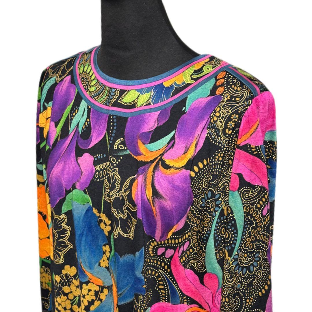 ファビ君様専用 LEONARD ウール シルク ワンピース 黒系 タグ付き LL